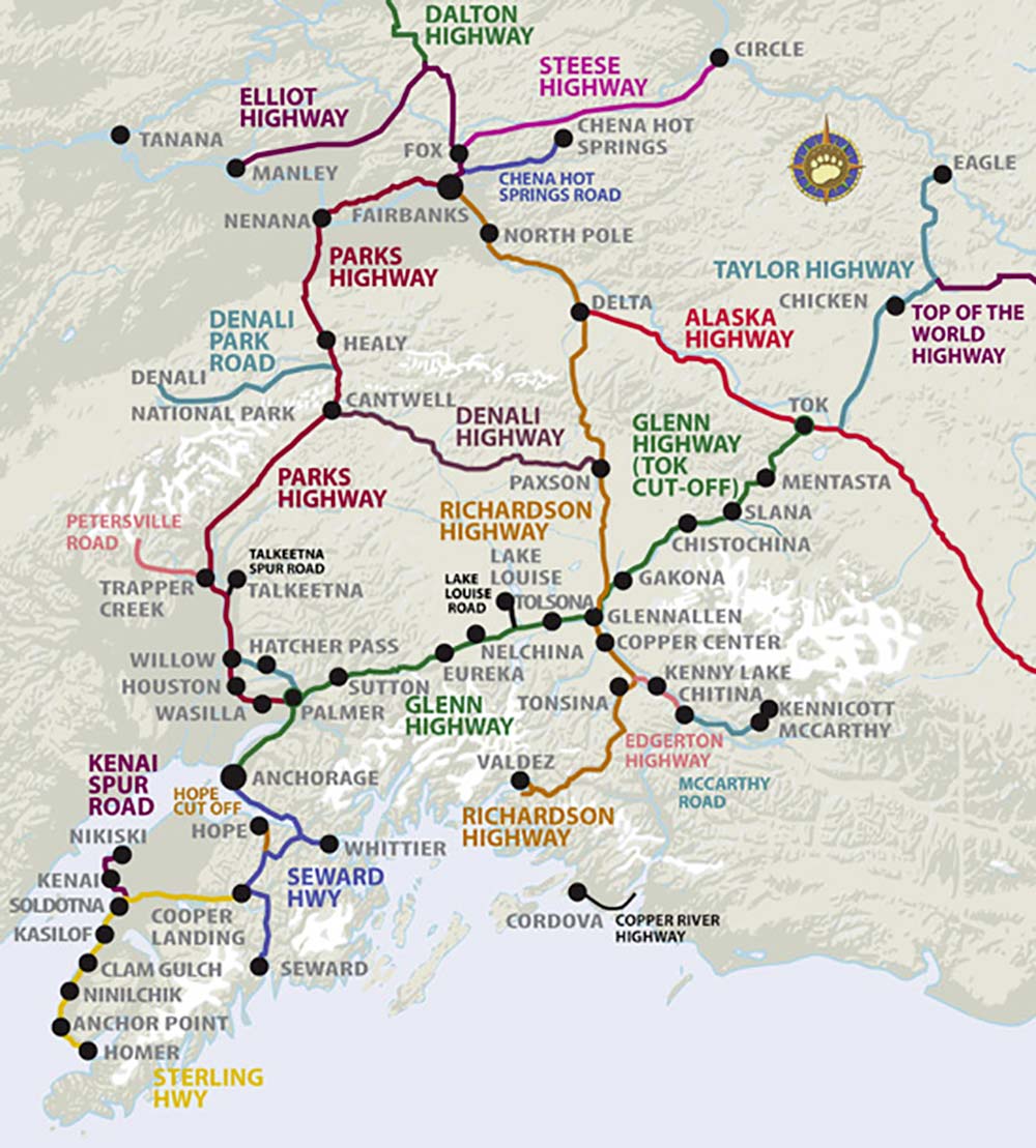 Cartina Con I Nomi Delle Strade In Alaska