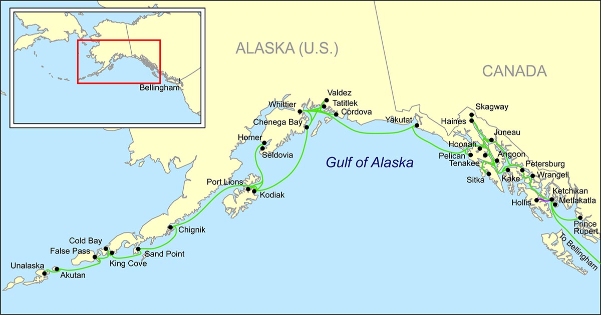 cartina Alaska Marine Highway System