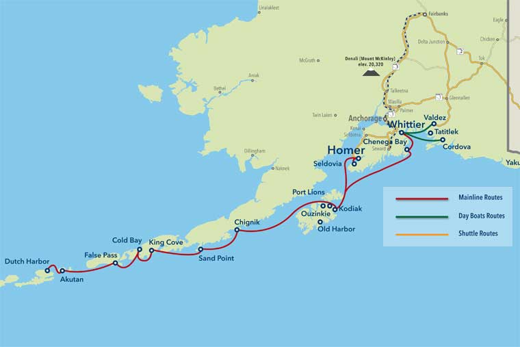 Cartina delle Aleutine