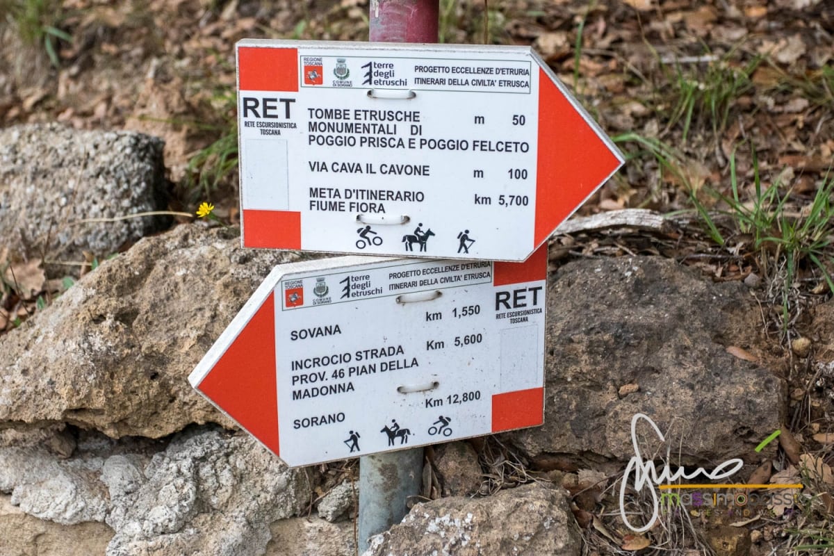 Indicazioni dei Sentieri nei dintorni di Sovana