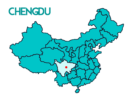 Cosa fare a Chengdu: mappa della Cina con Chengdu