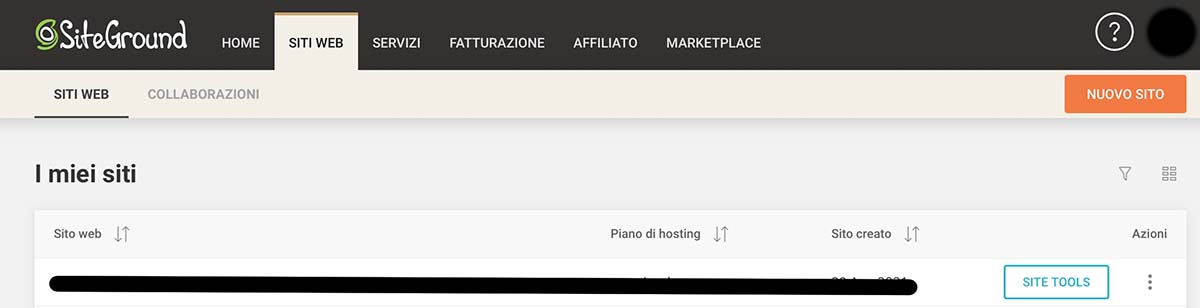 site tools di Siteground