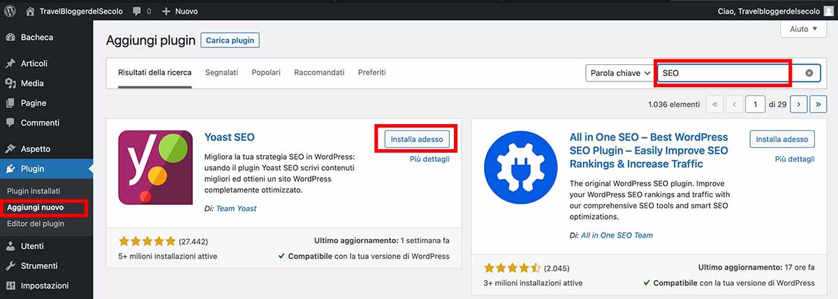 Come aggiungere plugin dall'archivio di WordPress