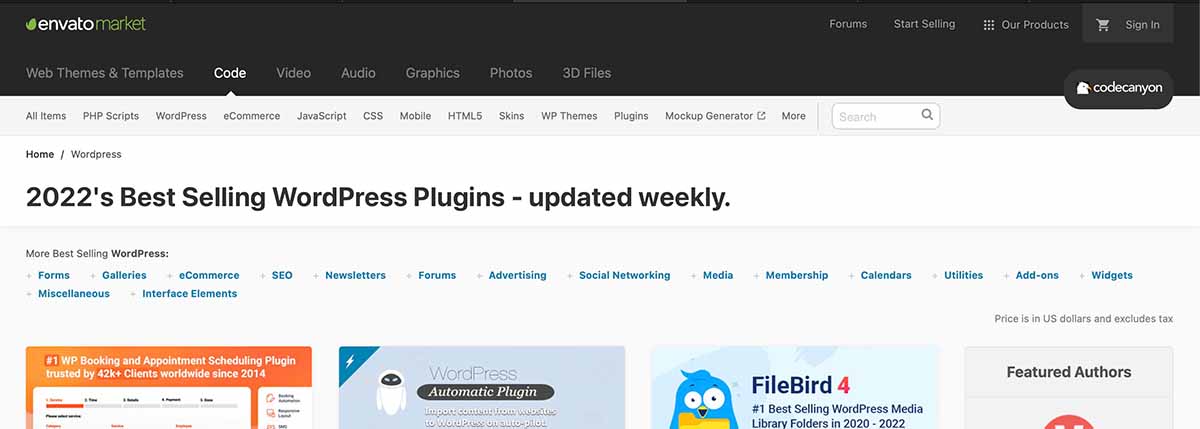 L'archivio dei plugin di CodeCanyon