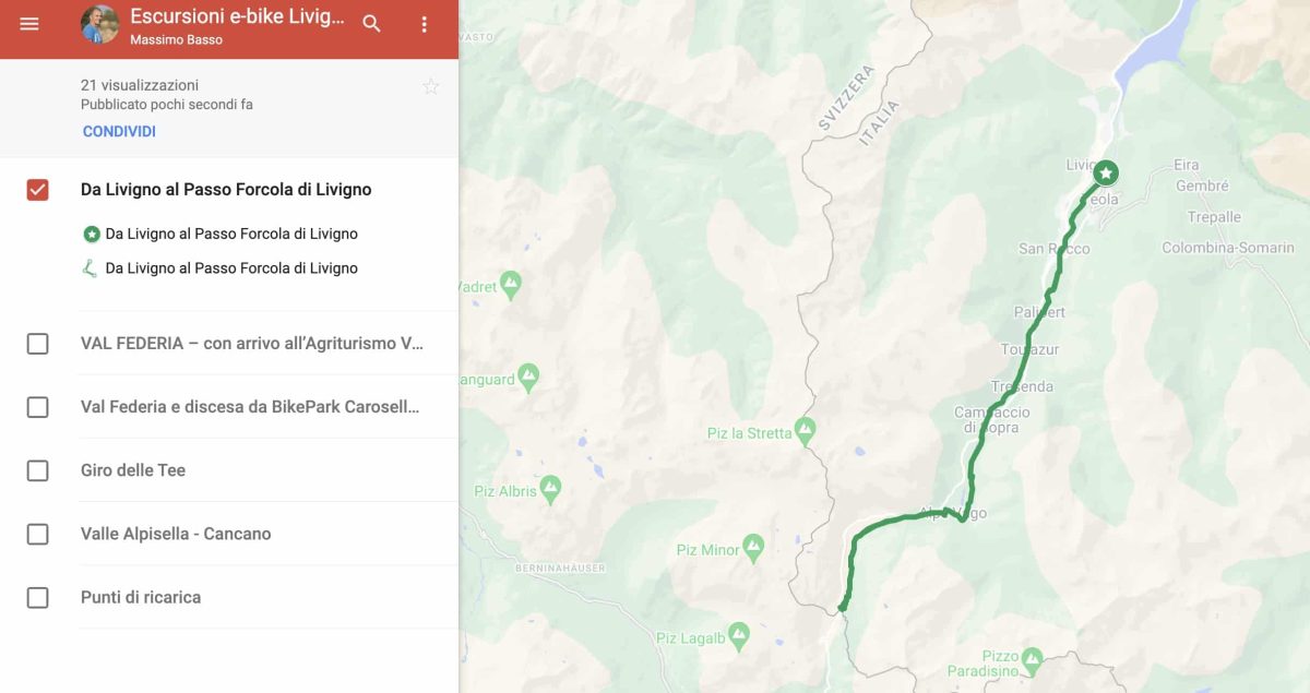 Gita in e-bike ciclopedonale da Livigno al passo Forcola