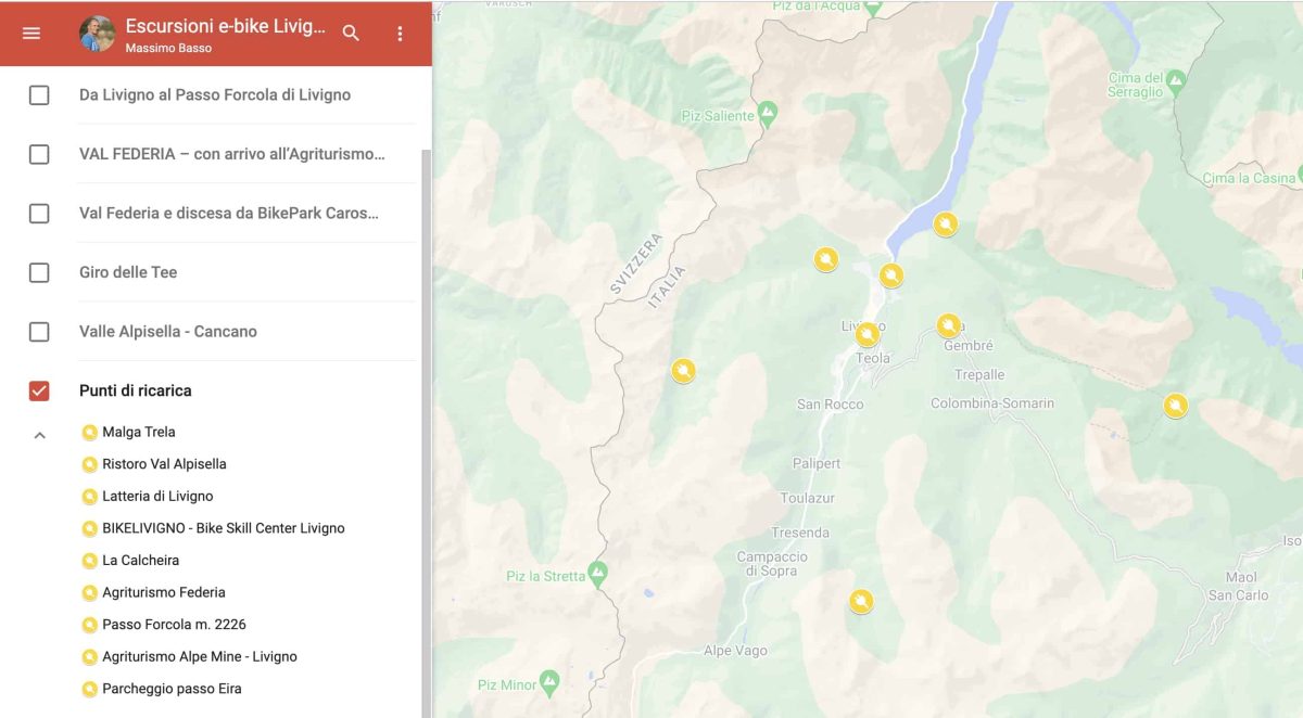 Punti di ricarica e-bike Livigno