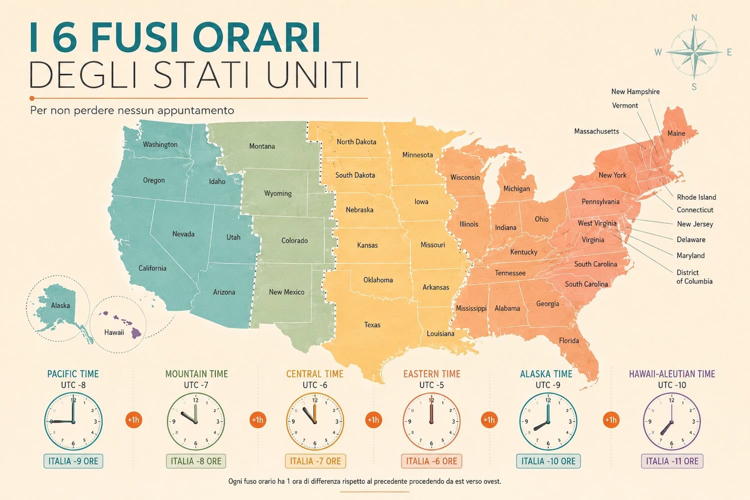 6 fusi orari degli stati uniti