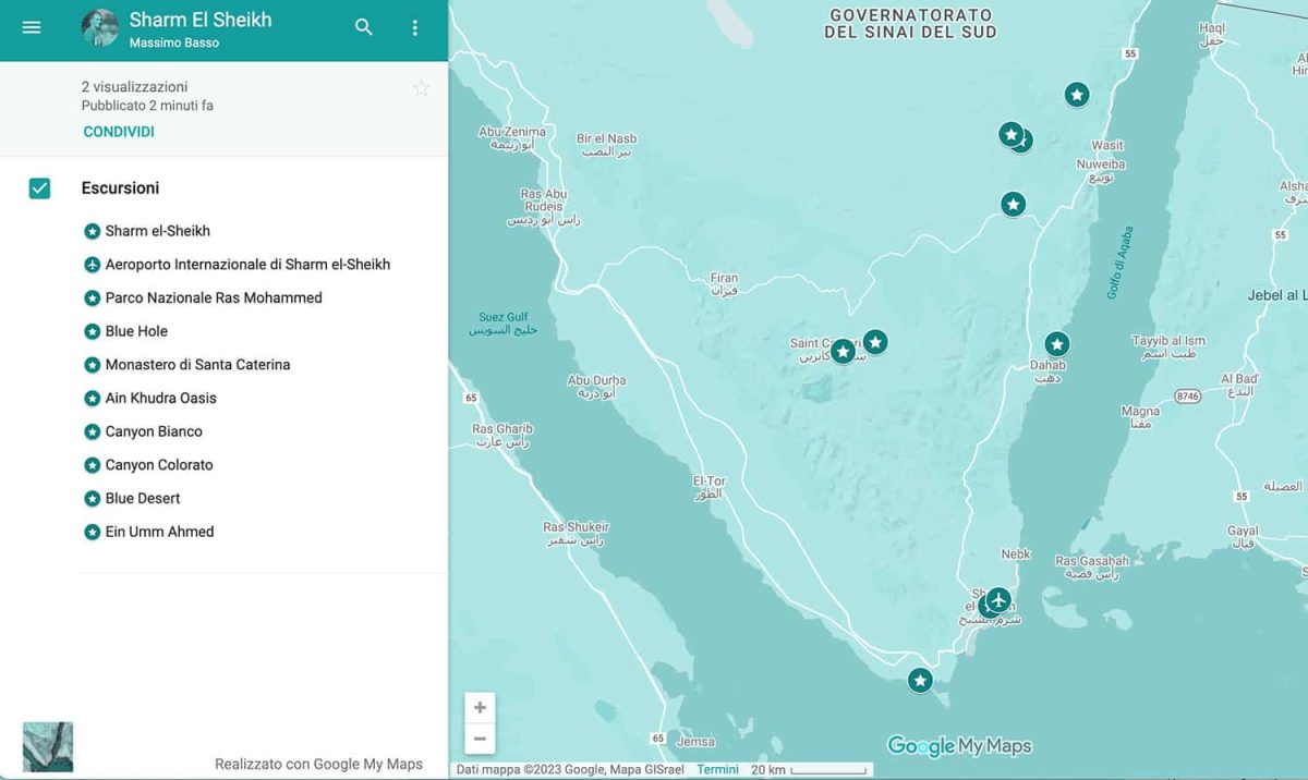 mappa Sharm el Sheikh e Sinai mar rosso
