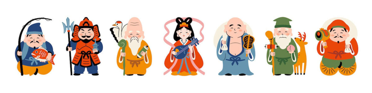 Sette Divinita Della Fortuna In Giappone Fra Le Quali Bishamonten Vaisravana-2