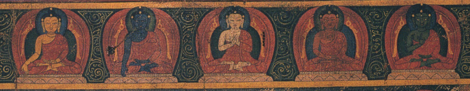 Dipinto antico Pancha Maha Thathagata (data 1400-1500), numero di catalogo 89045 della Himalayan Art Resources Foundation.